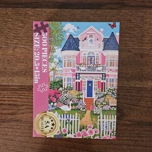 Colorful 500-Piece Puzzle with Pink House